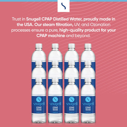 Close up of Snugell distilled water packaging details