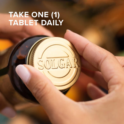 Solgar Zinc 50mg imported wellness bottle highlighting healthy skin benefits and serving size
