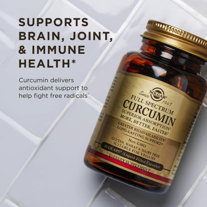Solgar Full Spectrum Curcumin premium wellness supplement for joint and brain health