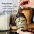 Solgar Gentle Iron bottle with gold cap and red accent stripe