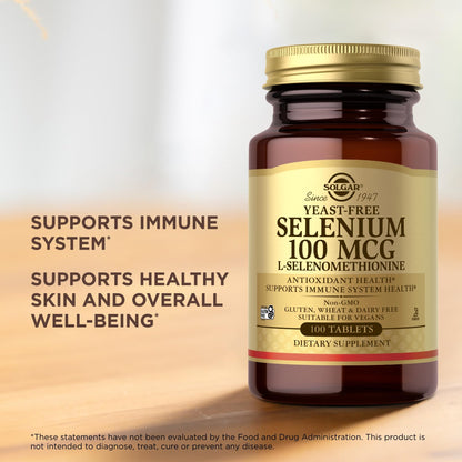 Solgar Selenium 100 tablets product presentation demonstrating authentic USA imported health supplements.