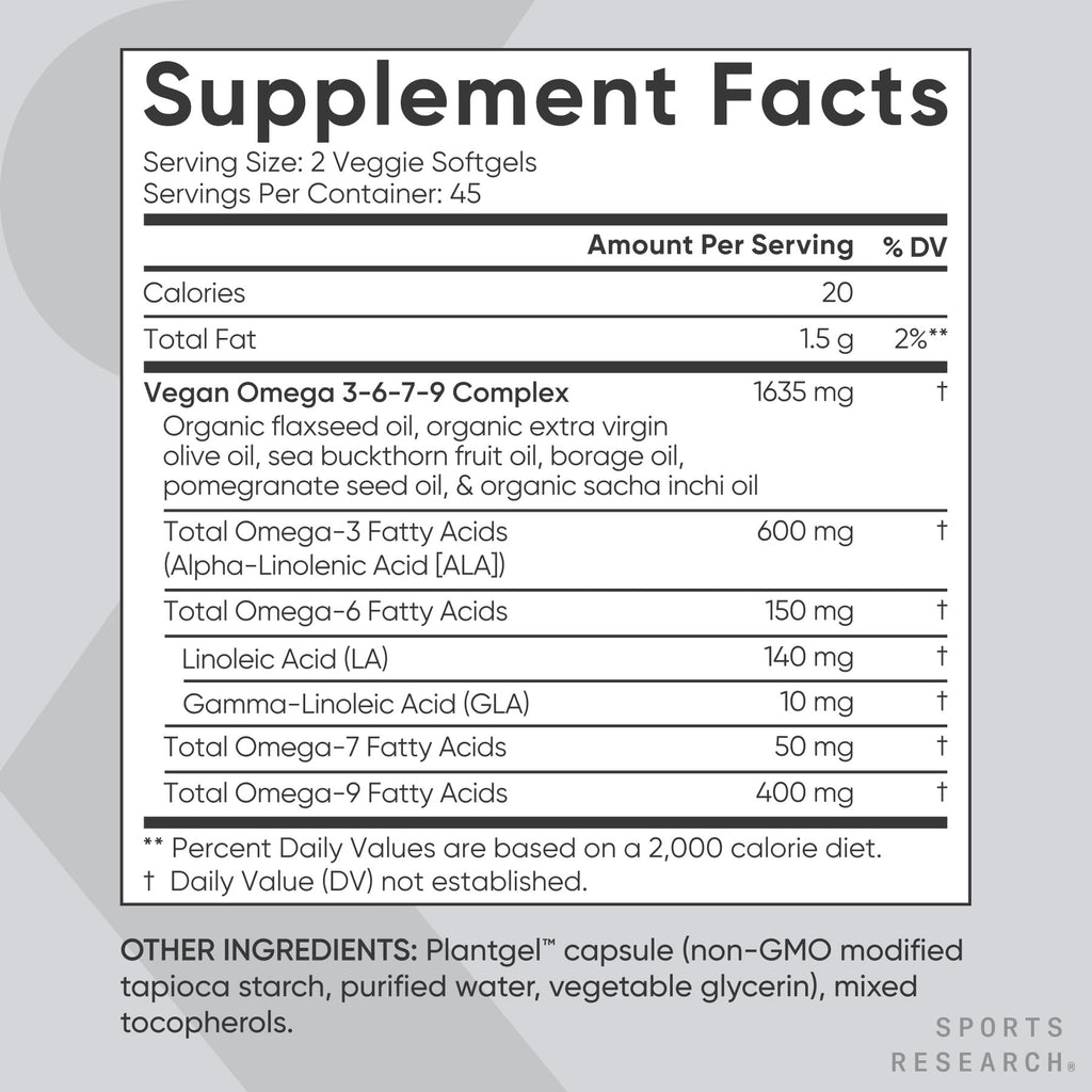 Sports Research vegan omega supplement bottle cap and seal