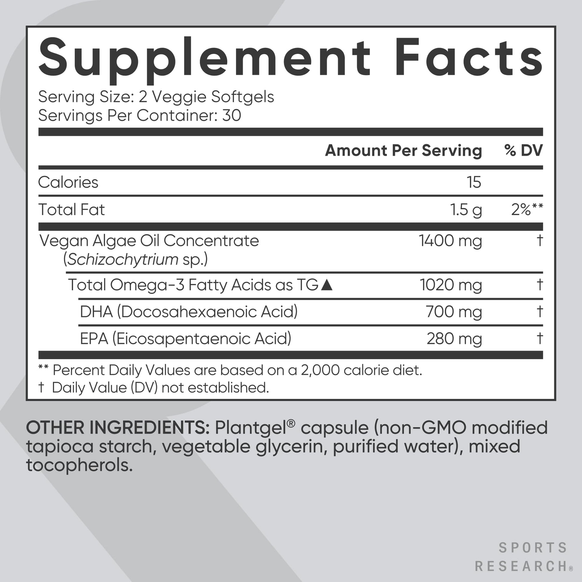 Authentic USA imported Sports Research vegan supplement bottle side profile