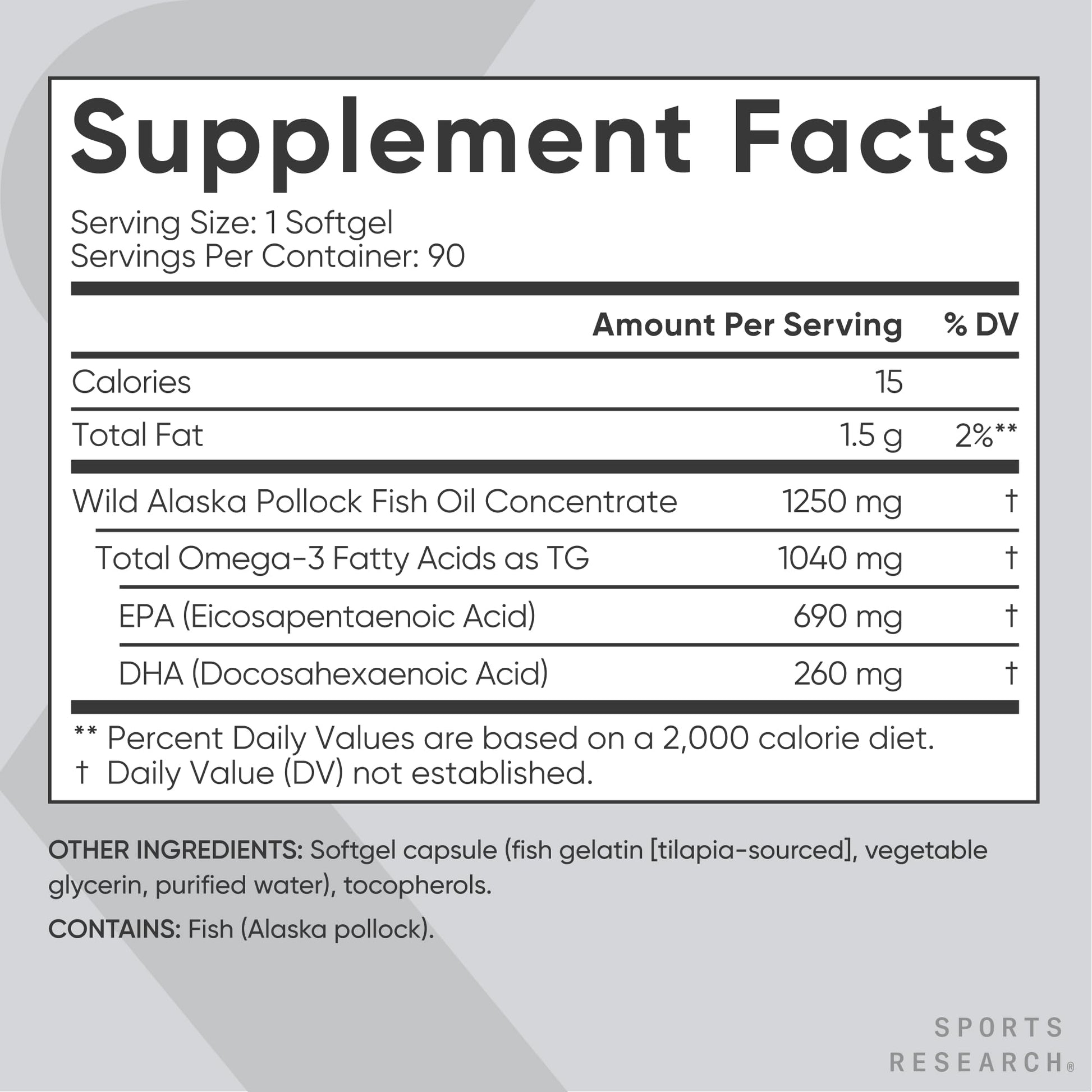 Sports Research authentic imported USA dietary supplement bottle showcasing the clean non-GMO and gluten-free formulation details