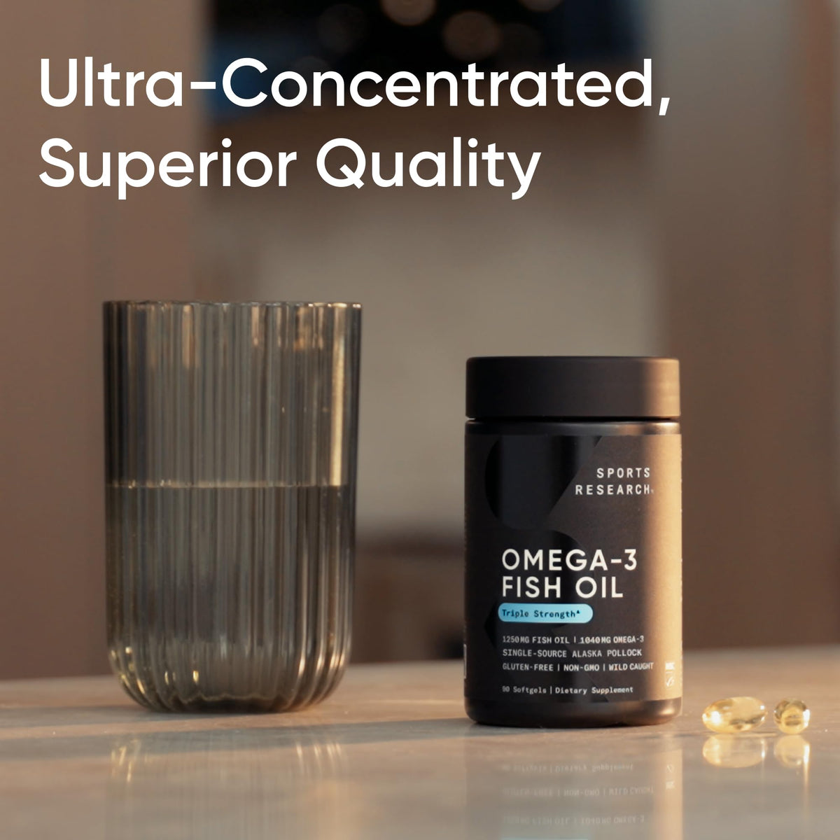Sports Research 1250mg fish oil packaging and seal