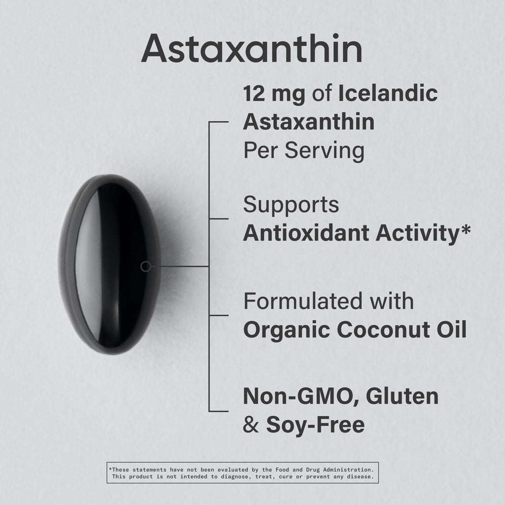 Sports Research Astaxanthin 12mg softgels supplement label details