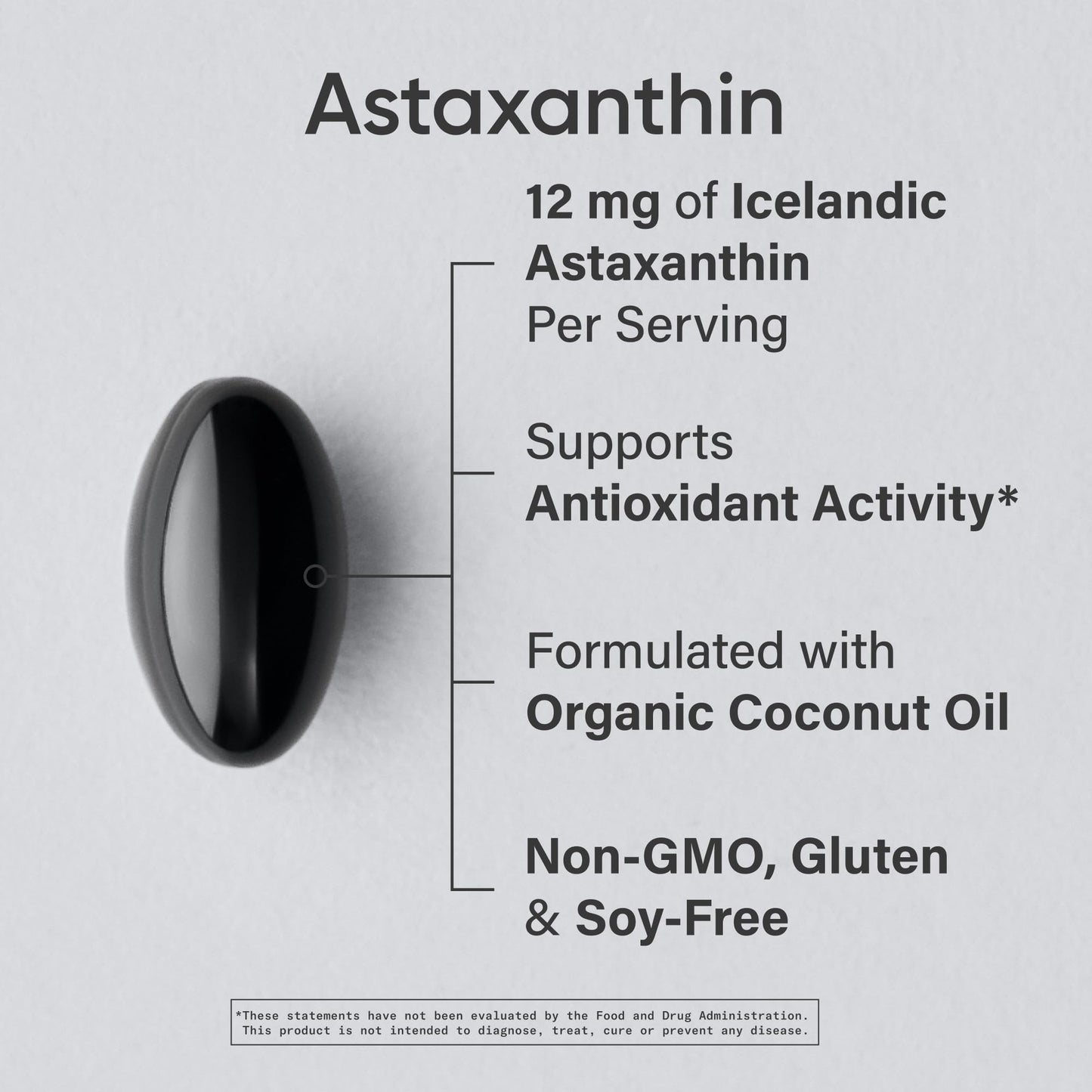Sports Research Astaxanthin 12mg packaging showing organic coconut oil infusion details.
