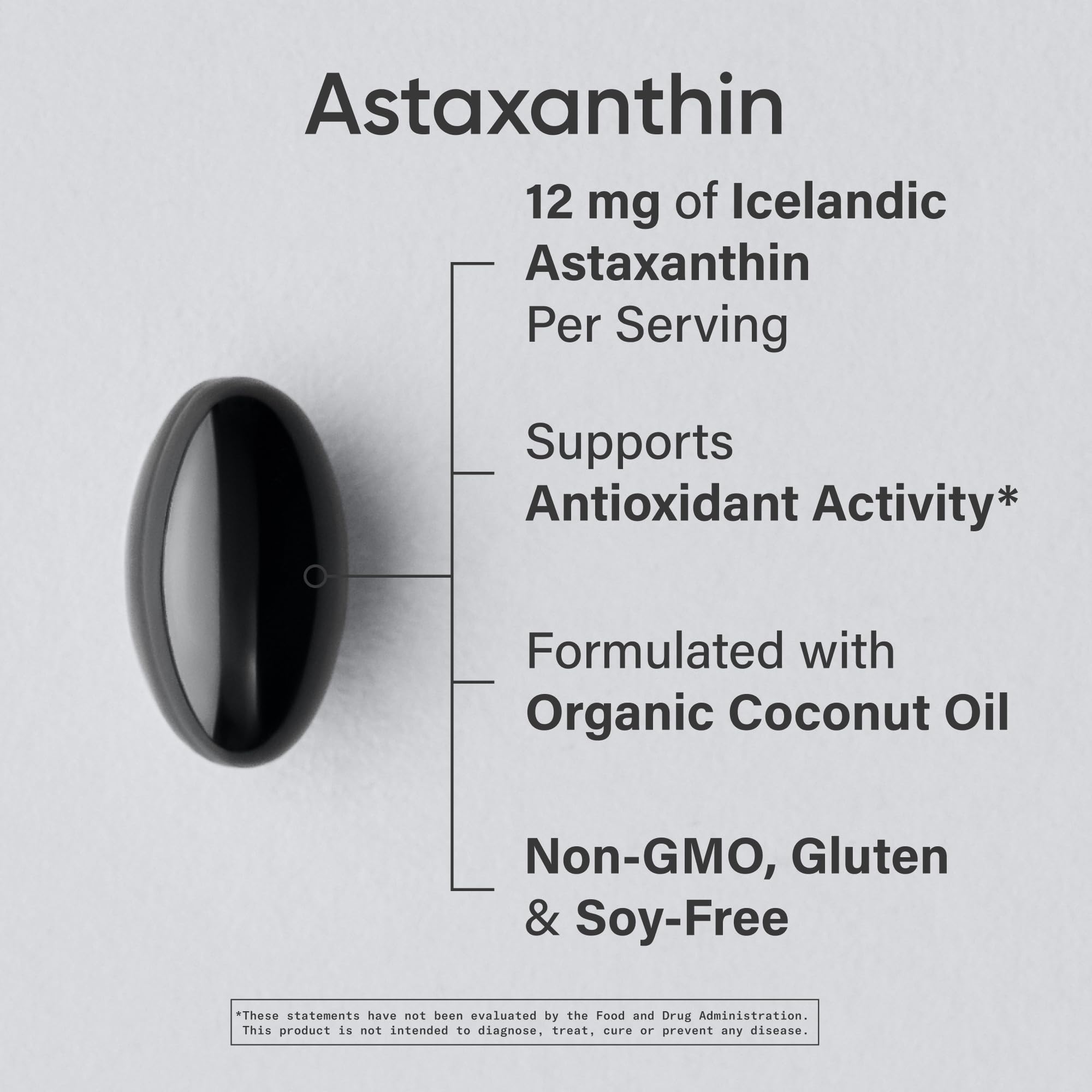 Sports Research Astaxanthin 12mg packaging showing organic coconut oil infusion details.