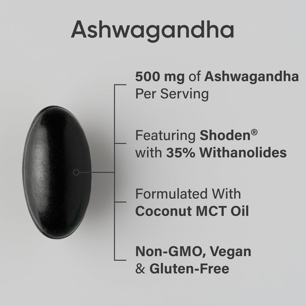Sports Research plant-based ashwagandha with coconut MCT oil supplement facts label