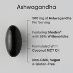 Sports Research plant-based ashwagandha with coconut MCT oil supplement facts label
