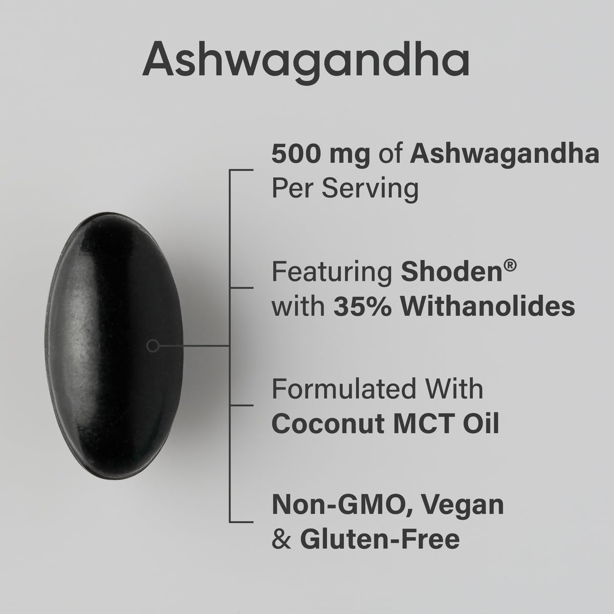 Sports Research plant-based ashwagandha with coconut MCT oil supplement facts label