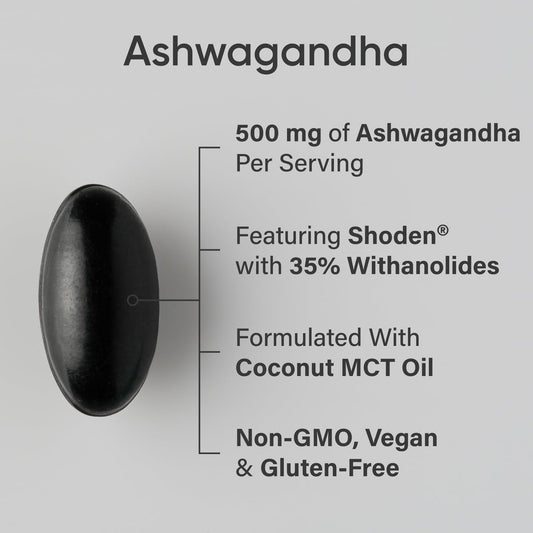 Sports Research plant-based ashwagandha with coconut MCT oil supplement facts label