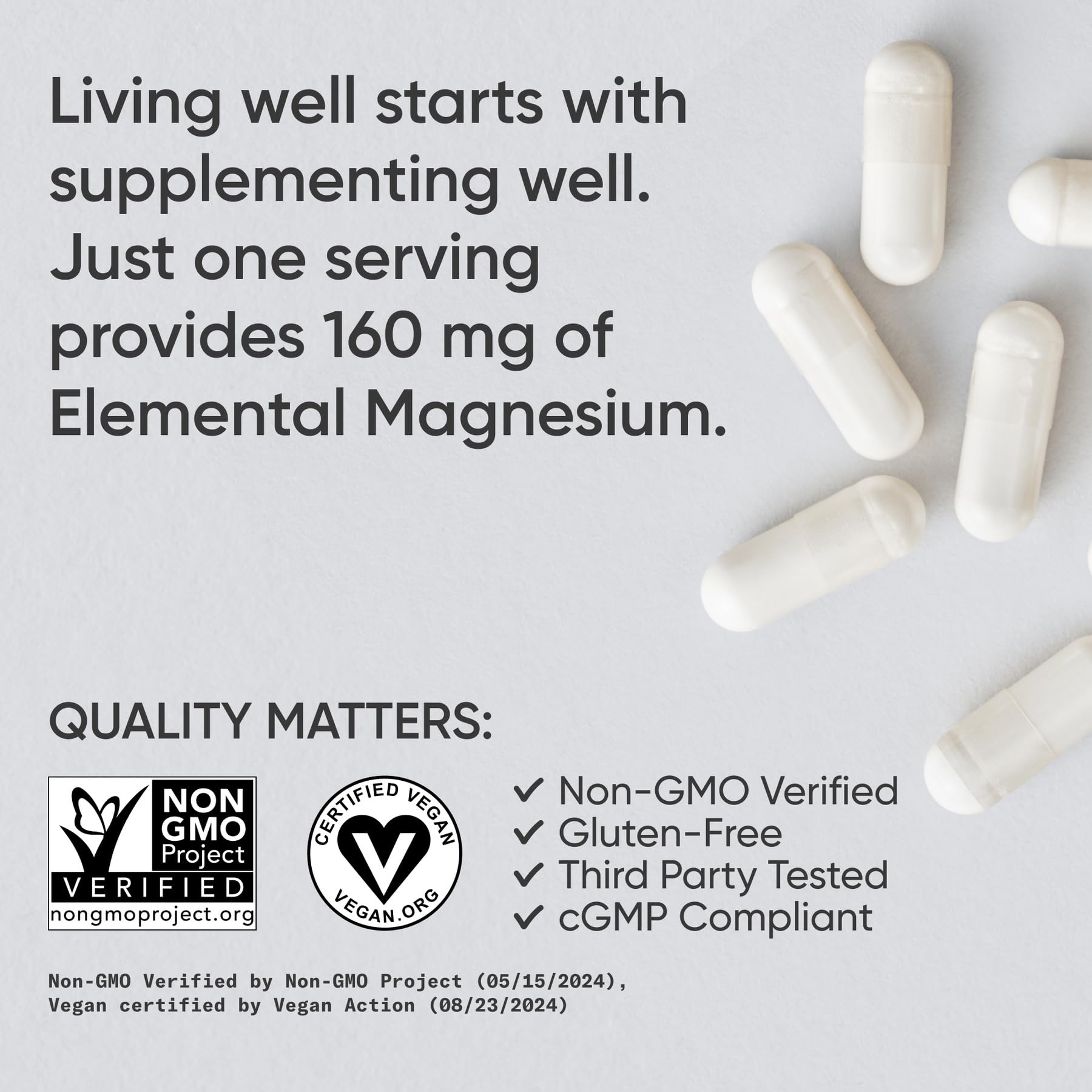 Sports Research magnesium glycinate capsules displayed next to the premium black product packaging.