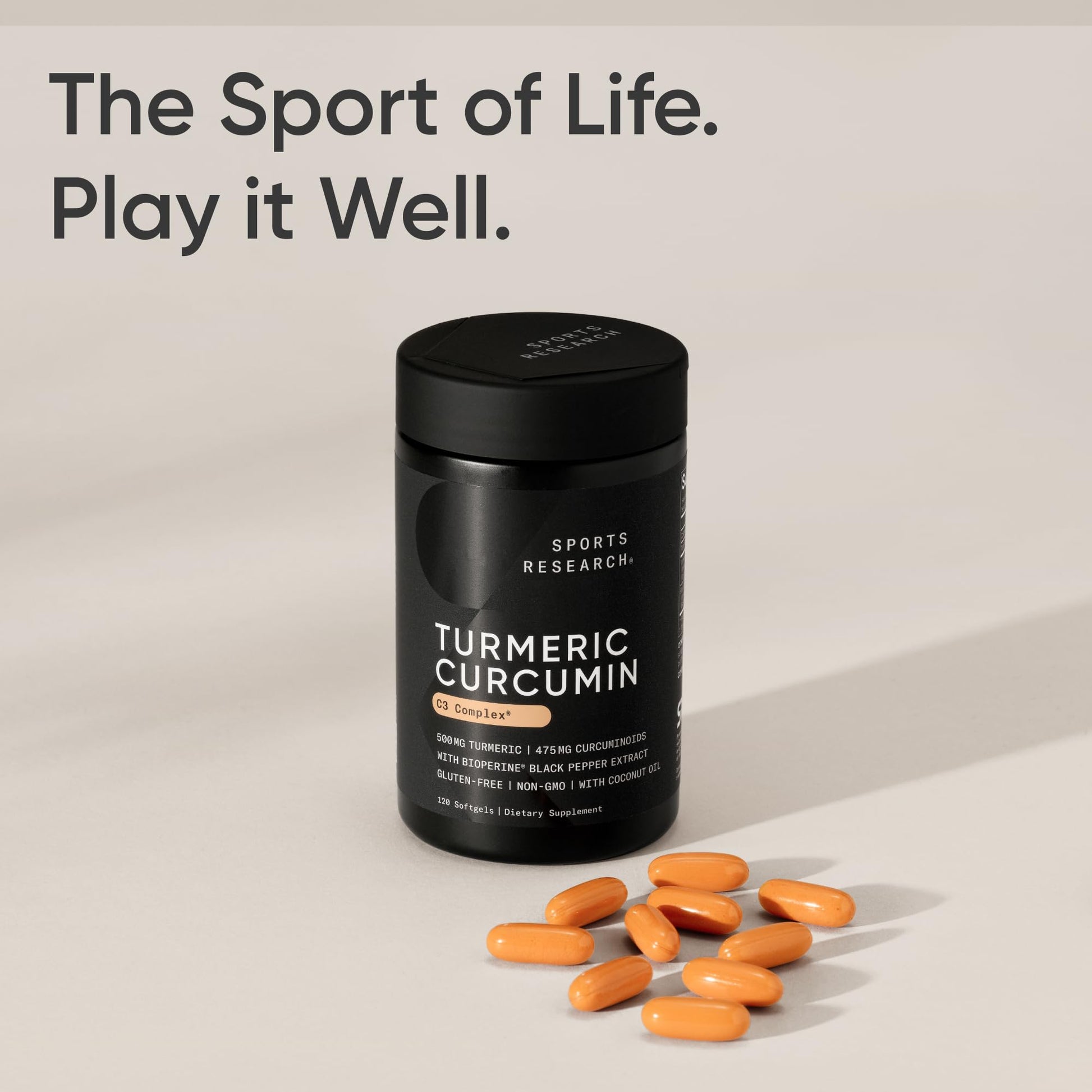 Sports Research turmeric curcumin 120 count bottle