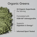 Sports Research Organic Greens dietary supplement certified organic and vegan seals