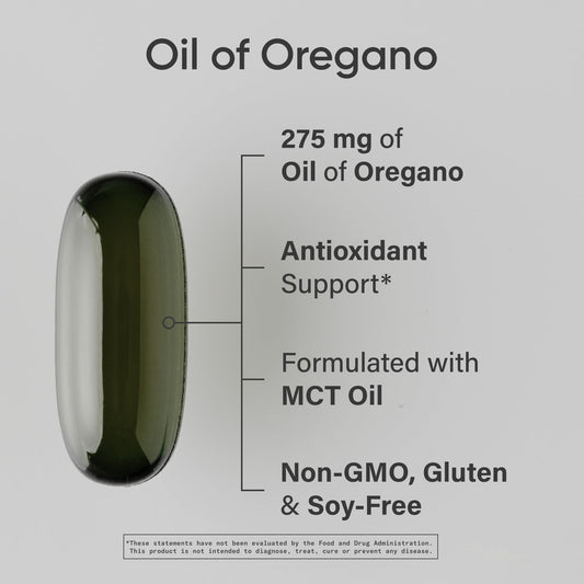 Sports Research Oil of Oregano with black cumin seed oil supplement facts and ingredients label.