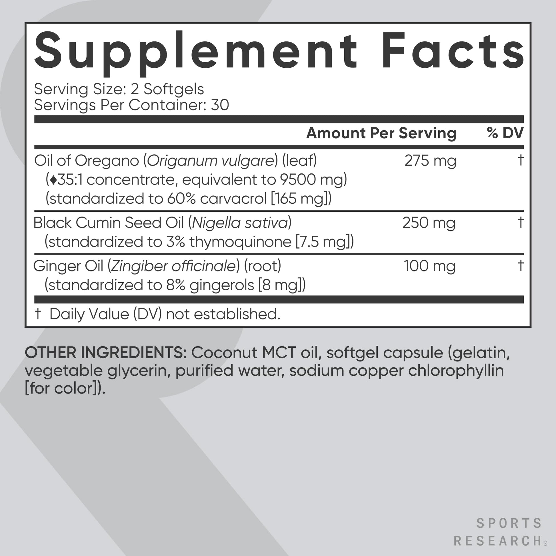 Close-up of the easy to swallow green tinted chlorophyll softgels from Sports Research.