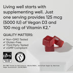Sports Research vegan d3 k2 gummies nutritional facts panel