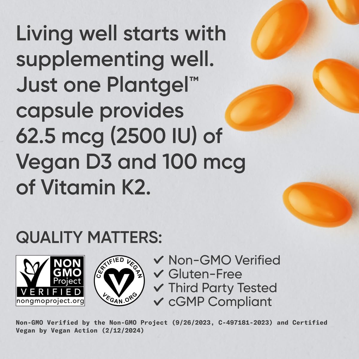 Sports Research vegan softgels nutritional facts panel close up