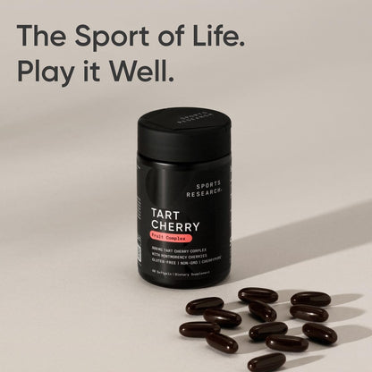 Professional shot of Sports Research Tart Cherry muscle recovery supplement