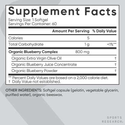 Sports Research blueberry 800mg softgels side profile view