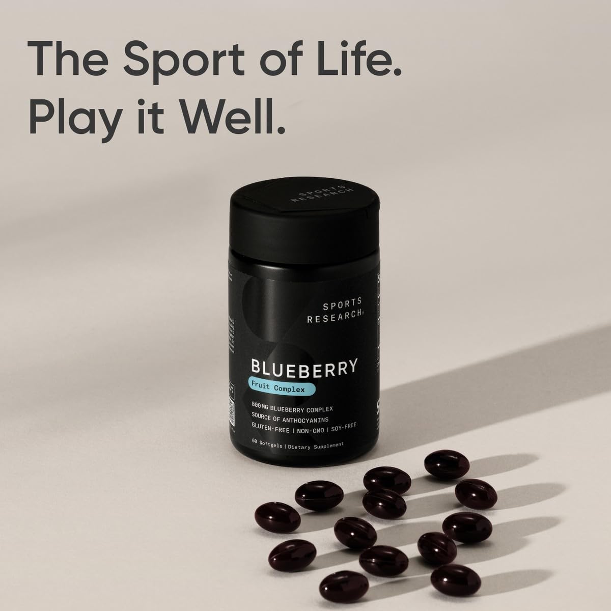 Sports Research antioxidant supplement bottle with quality certifications