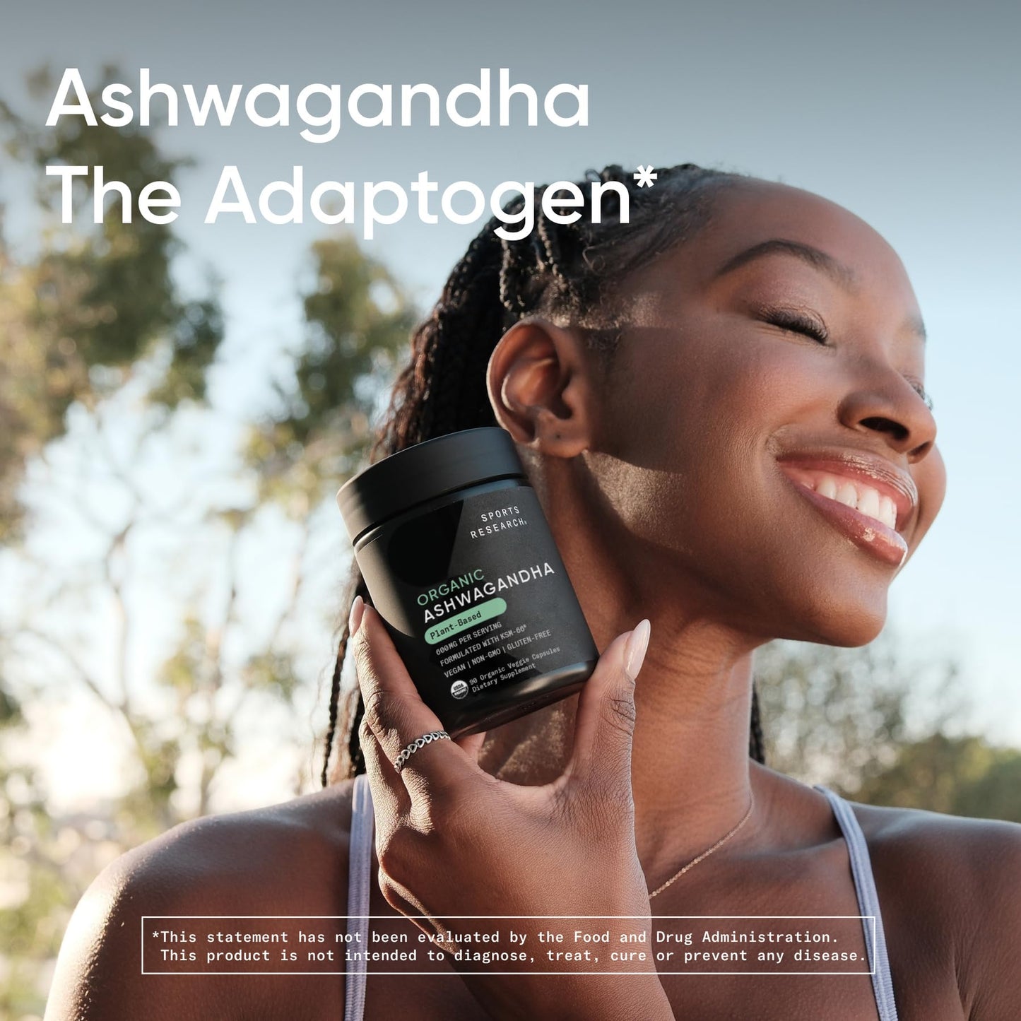 Sports Research Organic Ashwagandha nutritional information panel