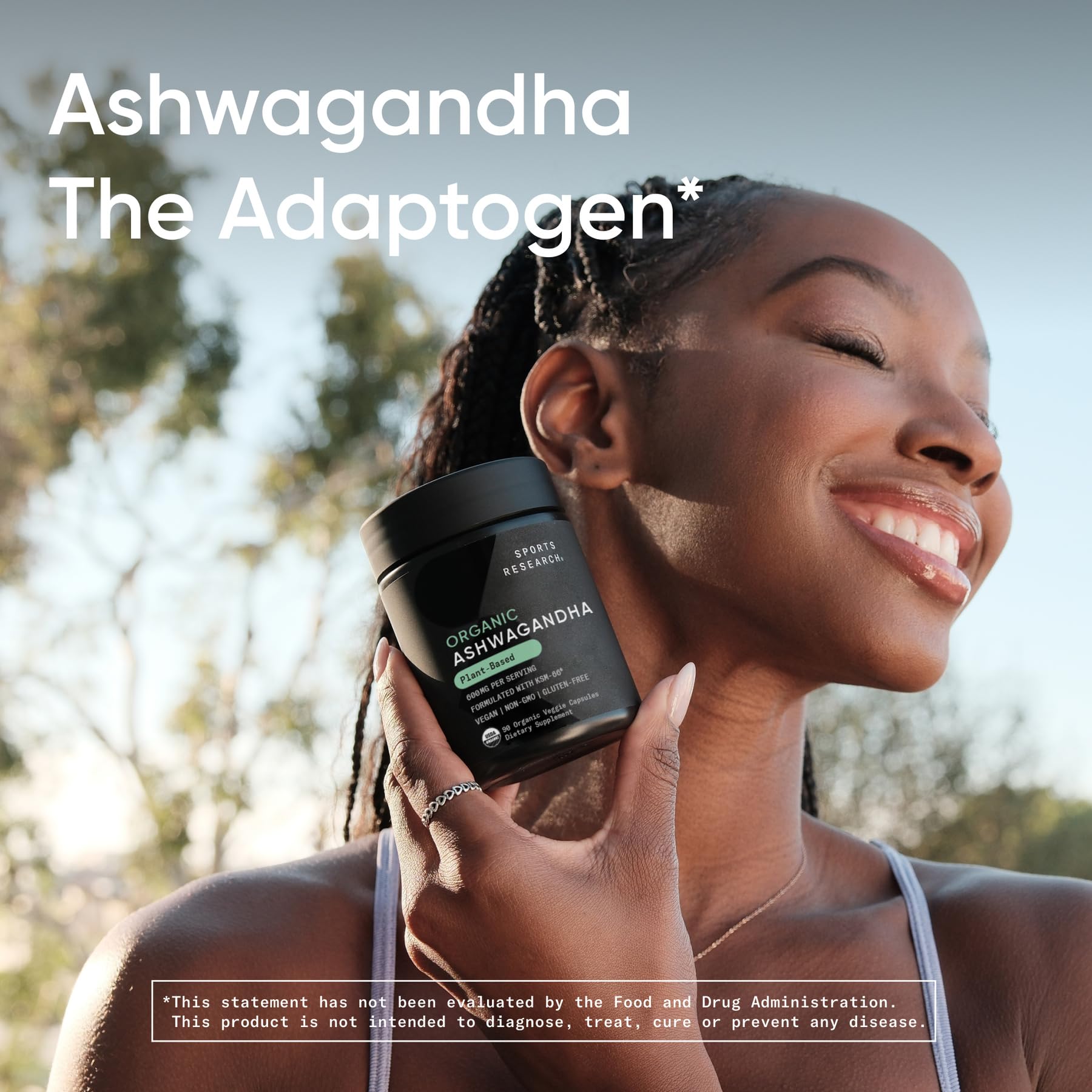 Sports Research Organic Ashwagandha nutritional information panel