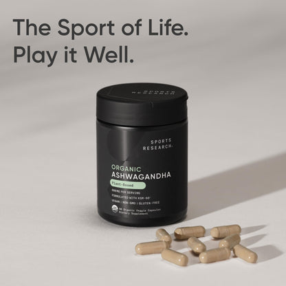 Sports Research Ashwagandha 90 count bottle close up