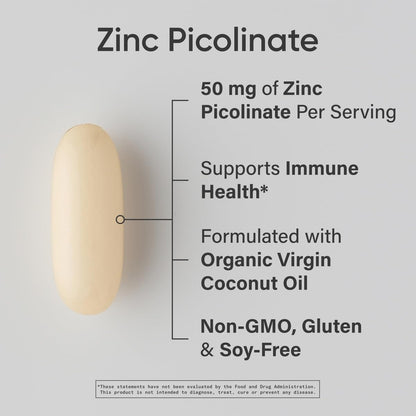 Sports Research Zinc Picolinate 60 liquid softgels nutritional facts and ingredients label