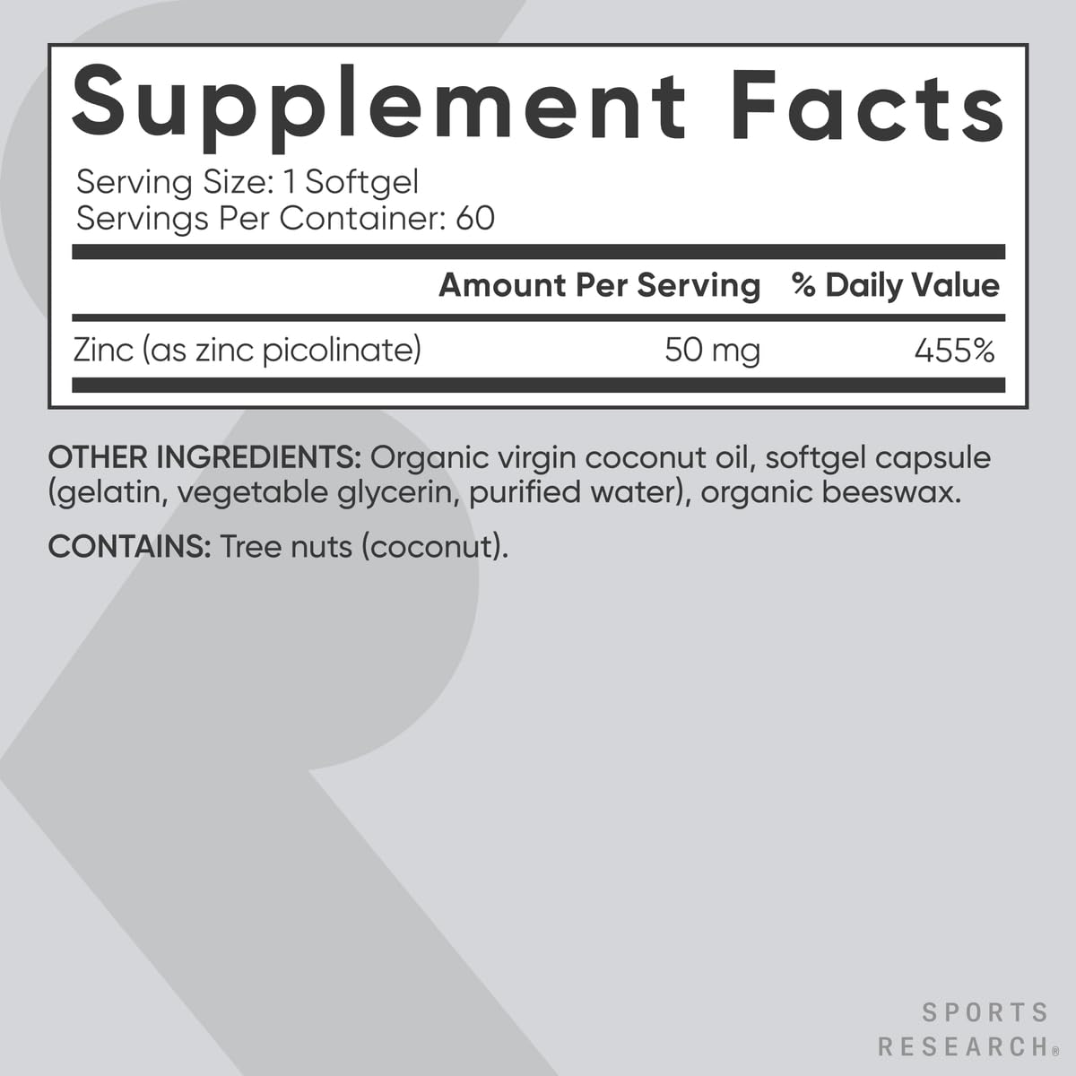 Premium liquid softgels of zinc picolinate for fast acting immune support tracking