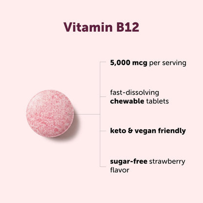 Premium USA imported fast dissolving Vitamin B12 tablets displayed on a clean background