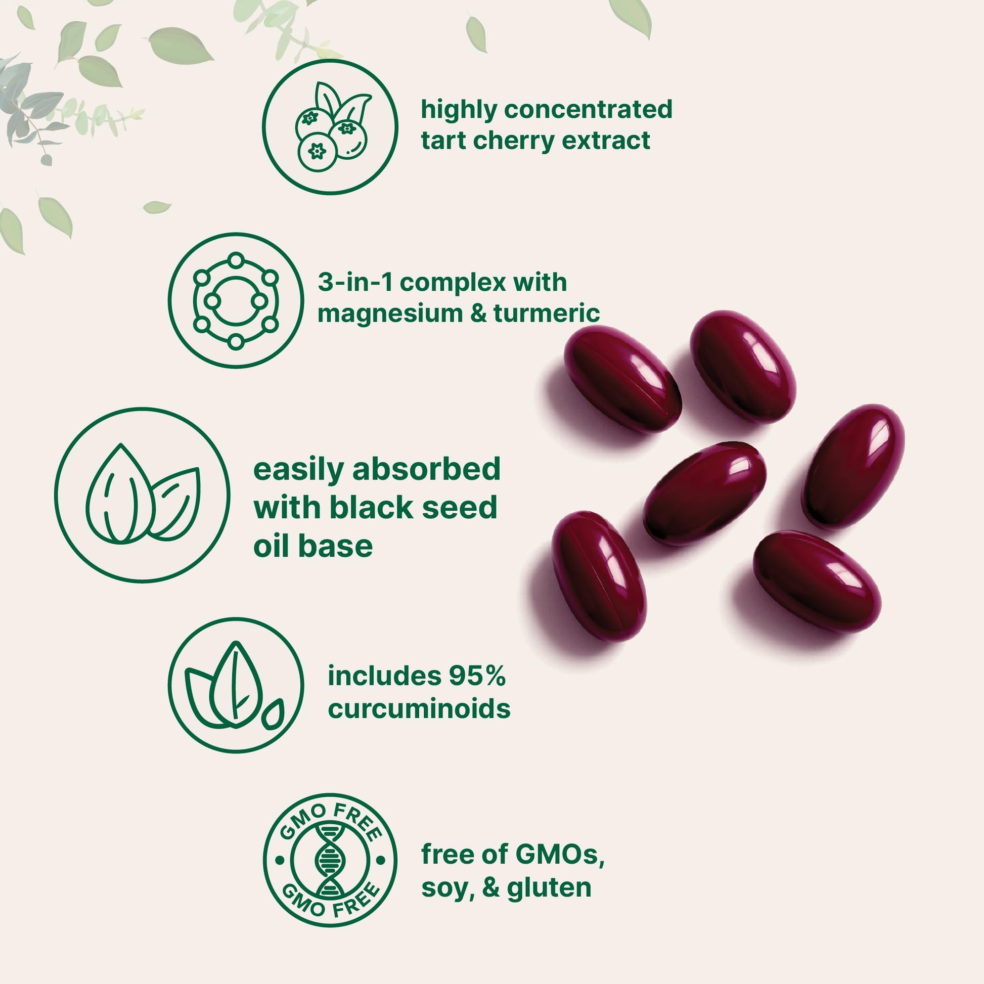 Micro Ingredients 3-in-1 formula tart cherry turmeric magnesium softgels