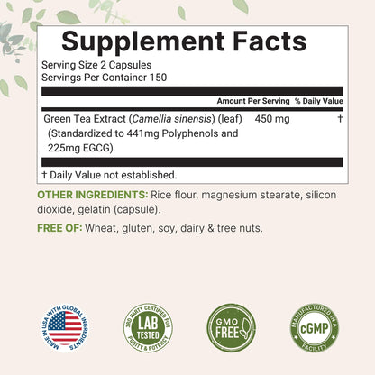 Micro Ingredients Green Tea supplement bottle label details