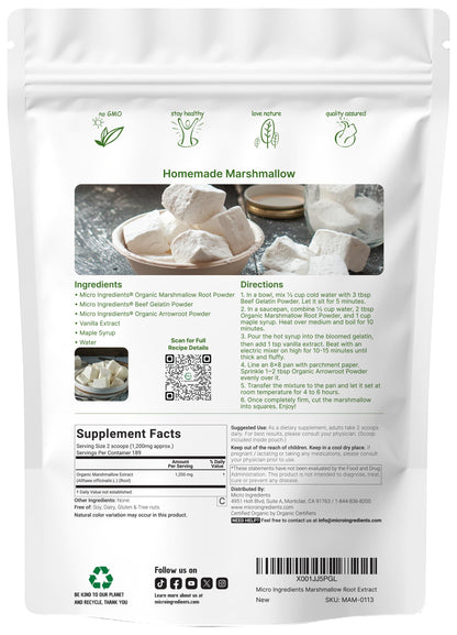 Close up of USDA organic marshmallow root powder texture