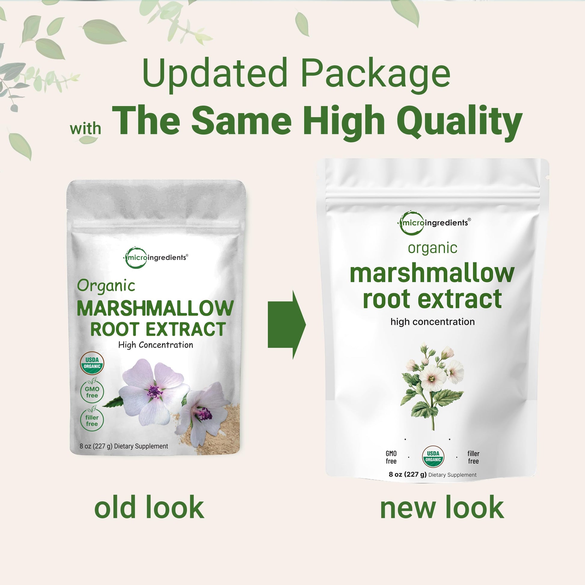 Micro Ingredients marshmallow root powder pouch packaging label