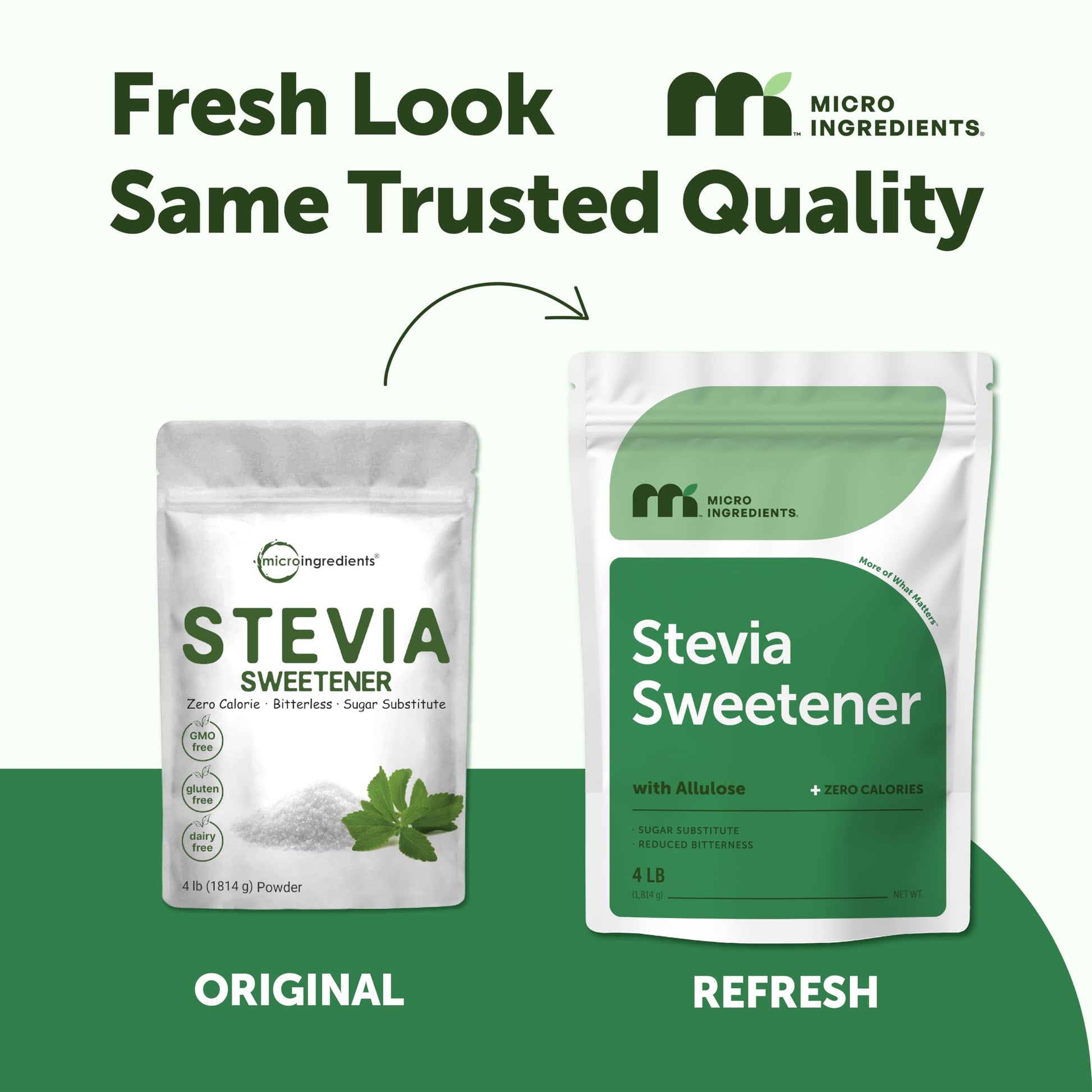 Zero calorie stevia extract and erythritol blend scoop showing fine powder texture