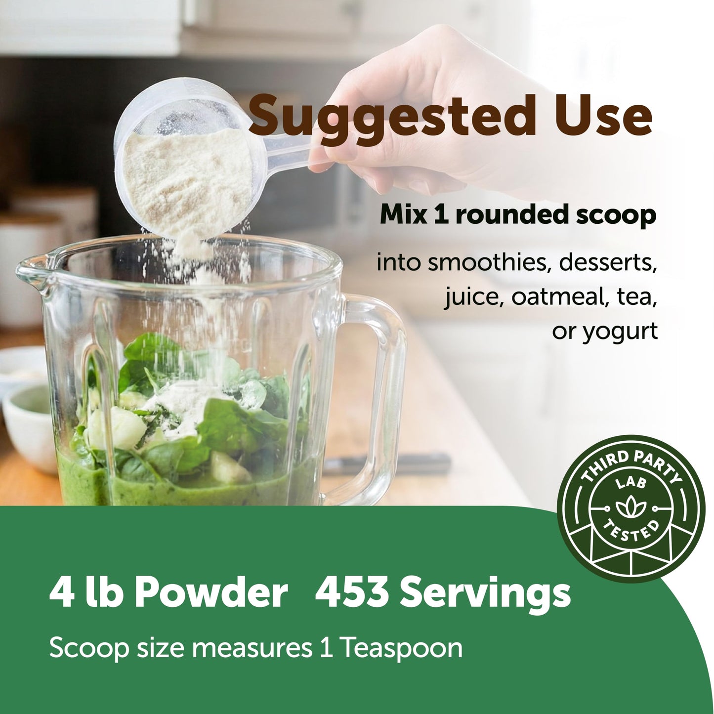 Non-GMO gluten-free vegan stevia powder packaging showing dietary certification seals