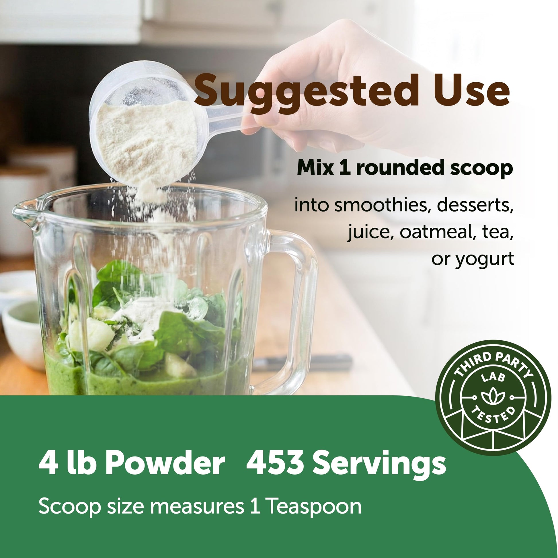 Non-GMO gluten-free vegan stevia powder packaging showing dietary certification seals
