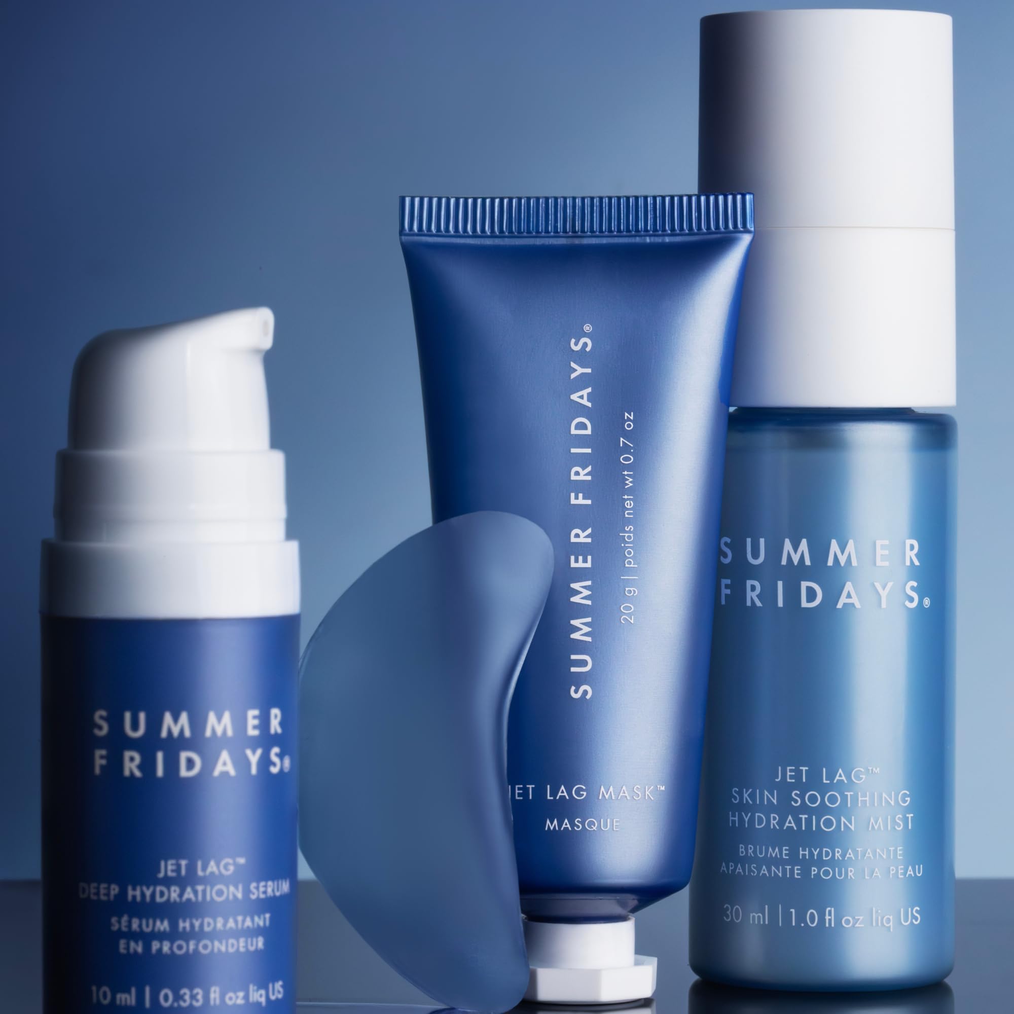 Summer Fridays travel skincare kit including mask eye patches serum and mist unboxed