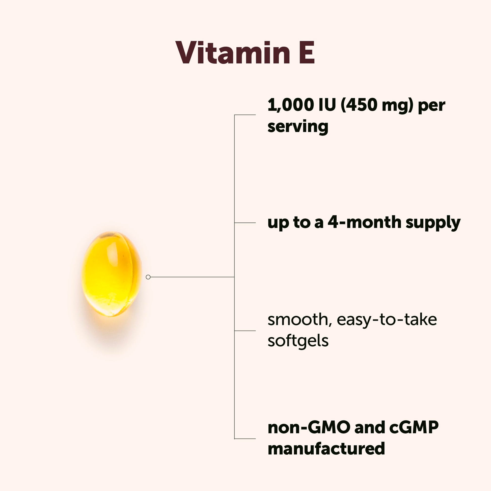 Close-up of premium imported vitamin E softgels for immune defense and skin radiance.