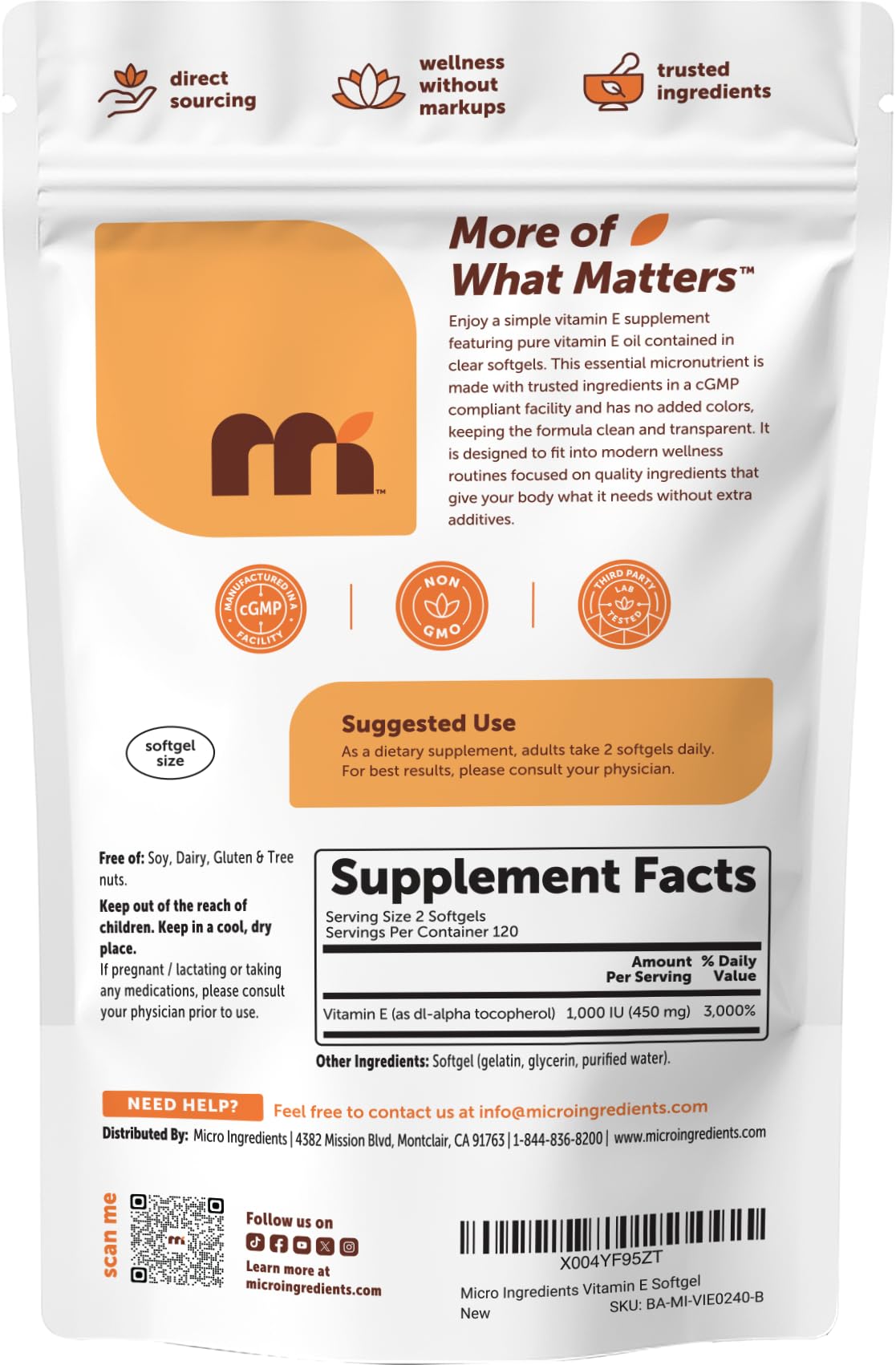 Micro Ingredients vitamin e non gmo quality seal
