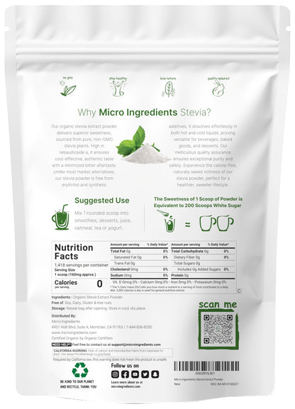 Micro Ingredients natural sugar alternative powder texture close up view