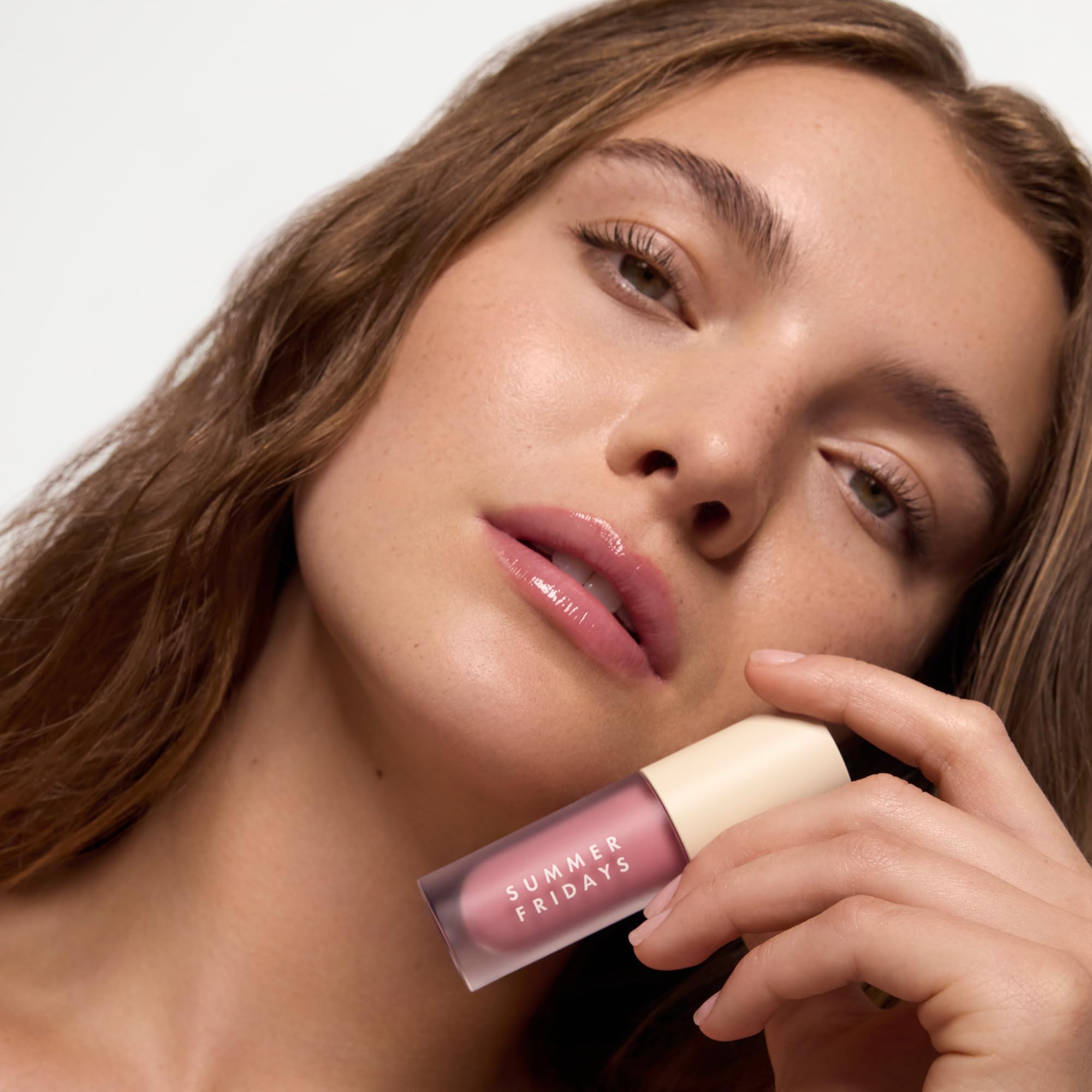 Summer Fridays Dream Lip Oil texture swatch on skin