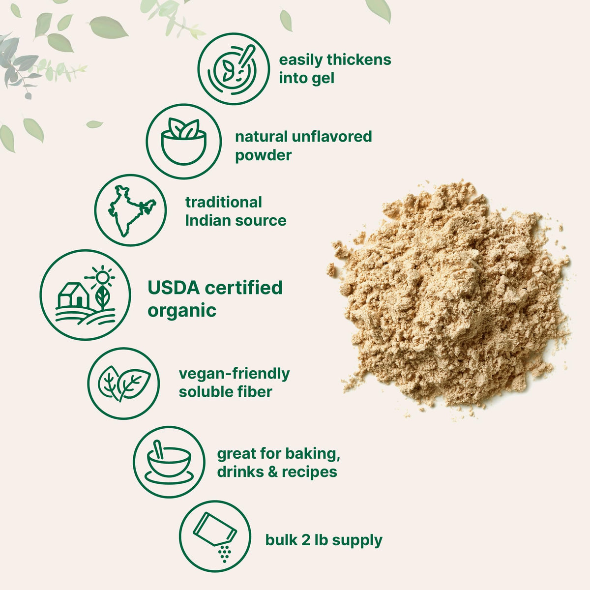 Micro Ingredients psyllium husk powder scoop and supplement information