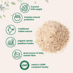 Texture close-up of organic whole psyllium husks powder