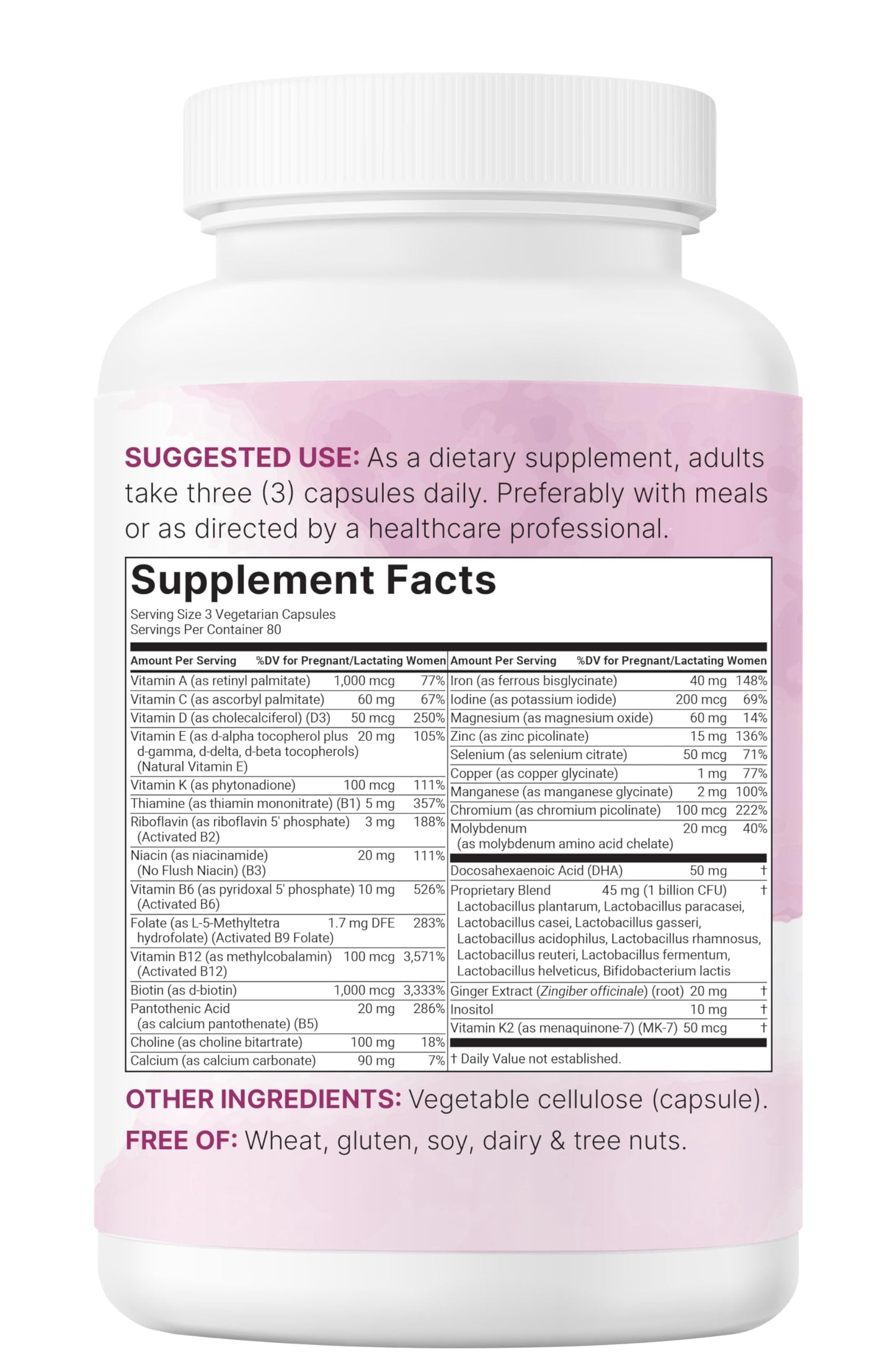 Authentic USA imported prenatal vitamin bottle branding