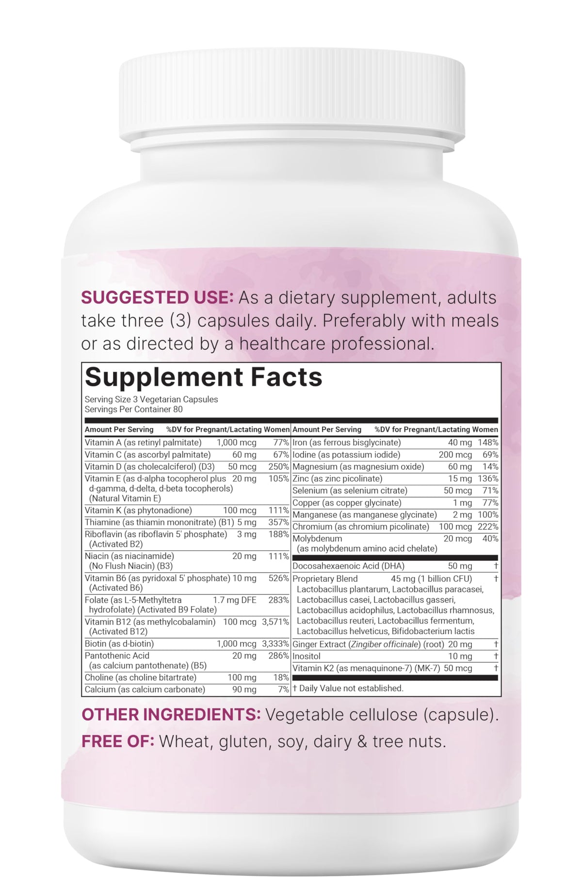 Micro Ingredients prenatal supplement bottle with safety seal