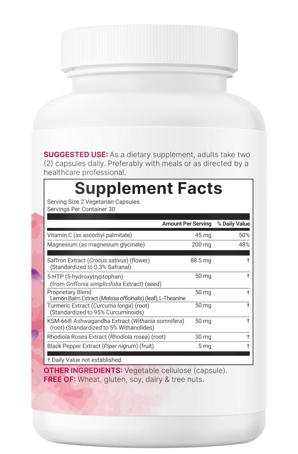 Vegetarian capsules from Micro Ingredients Saffron Advanced supplement placed on a clean background.