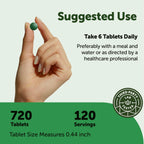 Close up view of green organic spirulina tablets rich in chlorophyll